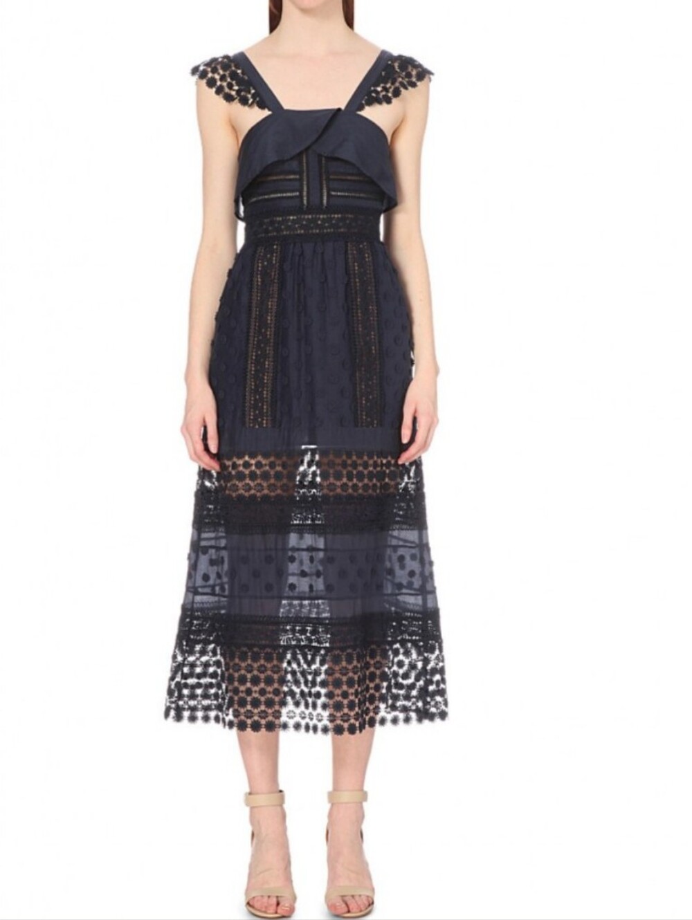 SELF PORTRAIT bluebell lace maxi dress S M